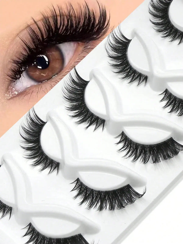SHEIN NAIJEMA 5 Pairs NAIJEMA Transparent Stem Cat Eye Fox Eye False Eyelashes