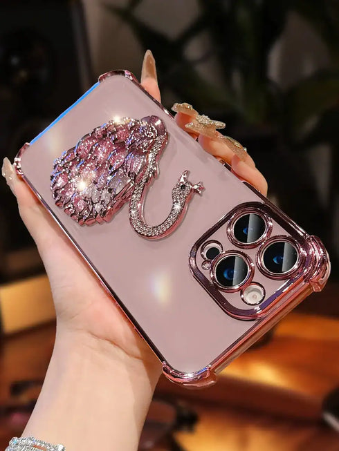 SHEIN Luxury Electroplated Clear Pink Phone Case