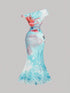 SHEIN SHEIN MOD Dreamy Romantic Ocean Print Off-Shoulder Waist-Cinching Maxi Dress