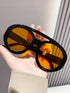 SHEIN Vintage Large Frame Pilot Style Plastic Uv Protection Sunglasses