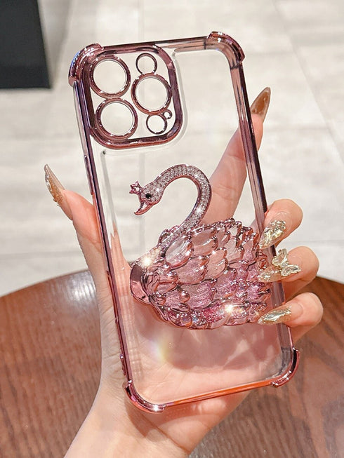 SHEIN Luxury Electroplated Clear Pink Phone Case