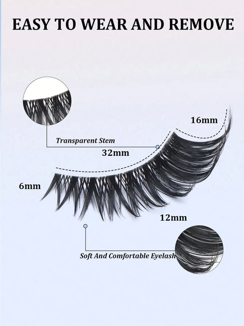 SHEIN NAIJEMA 5 Pairs NAIJEMA Transparent Stem Cat Eye Fox Eye False Eyelashes