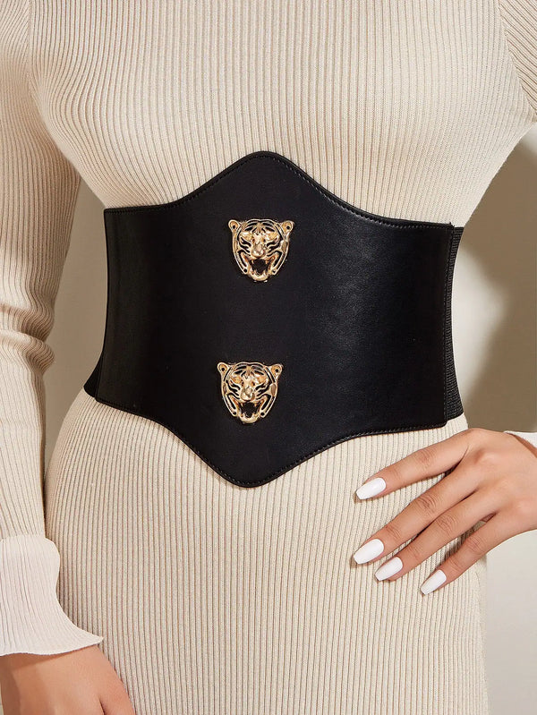 SHEIN Tiger Head Decor Corset Belt