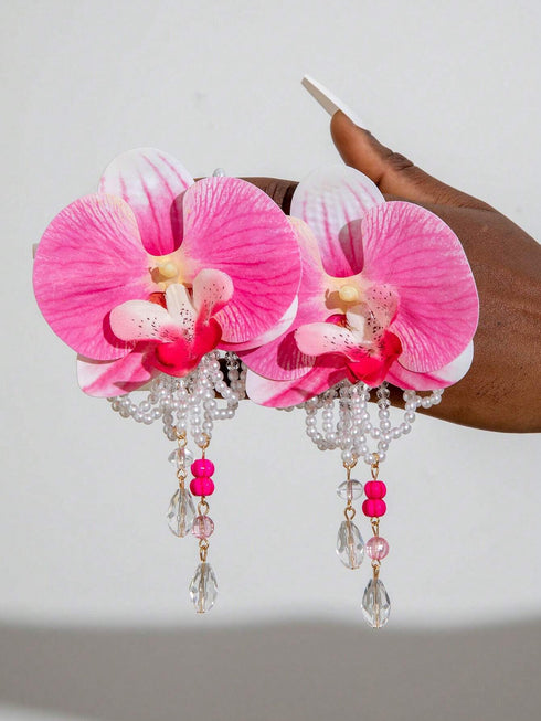 SHEIN 1 Pair Fashion Luxury Styrofoam Butterfly Faux Pearl