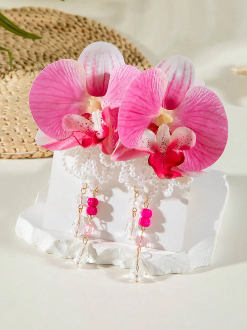 SHEIN 1 Pair Fashion Luxury Styrofoam Butterfly Faux Pearl