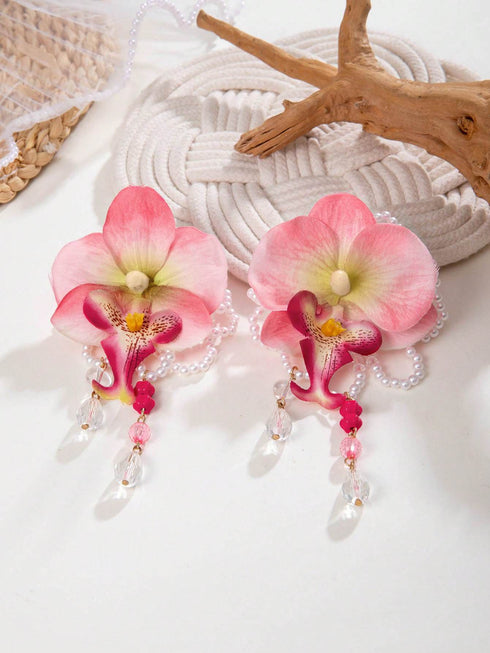 SHEIN 1 Pair Fashion Luxury Styrofoam Butterfly Faux Pearl