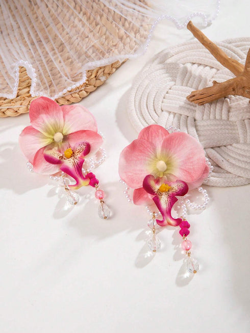 SHEIN 1 Pair Fashion Luxury Styrofoam Butterfly Faux Pearl
