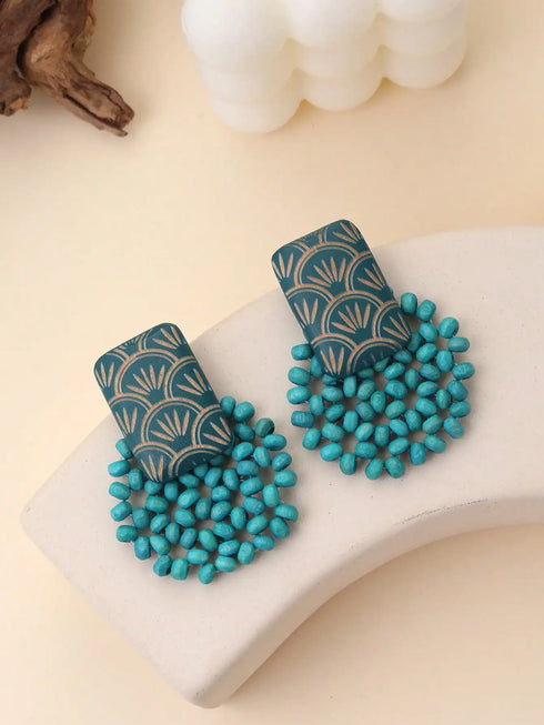 SHEIN 1 Pair Handmade Minimalist Wooden Beaded Disc