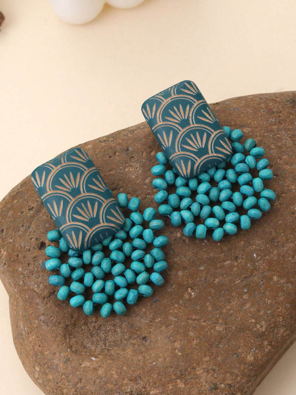 1 Pair Handmade Minimalist Wooden Beaded Disc