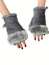 1 Pair Suede Lace-Up Fingerless Gloves For Women