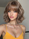 SHEIN Linen Brown Short Wavy Hair Synthetic Heat-Resistant Wig