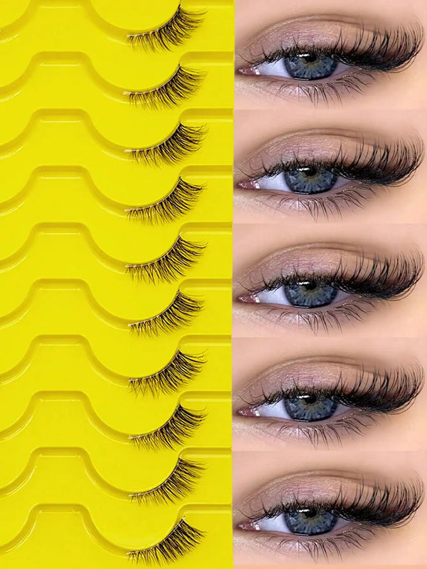 SHEIN 10 Pairs False Eyelashes Natural Half Lashes Cat Eye