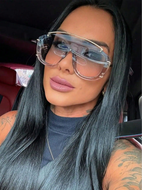 SHEIN Fashionable Retro Oversized Exquisite Metal Frame Legs Women's Fashion Glasses