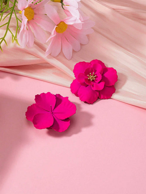 SHEIN 1pair Geometric Flower Pendant Elegant & Stud Earrings For Women