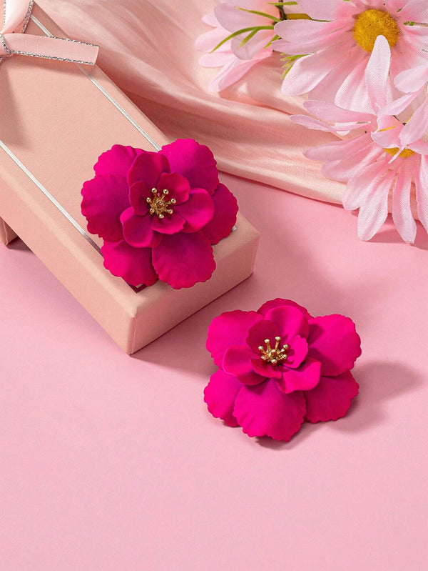 SHEIN 1pair Geometric Flower Pendant Elegant & Stud Earrings For Women