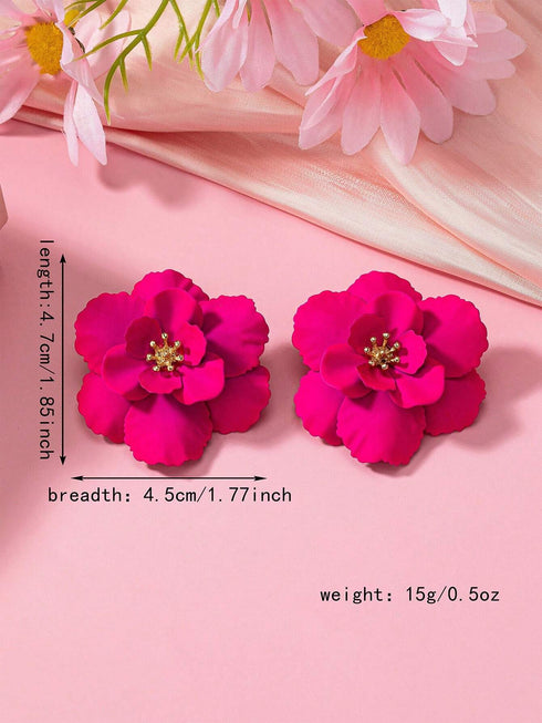 SHEIN 1pair Geometric Flower Pendant Elegant & Stud Earrings For Women