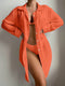 SHEIN Swim Summer Beach Solid Button Front Pocket Patched Kimono