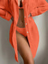 SHEIN Swim Summer Beach Solid Button Front Pocket Patched Kimono