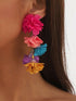 1pair Colorful Flower Tassel Earrings, Exaggerated Bohemian Vacation Style Eardrop Valentines