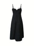 SHEIN Women's Summer Black And White Splicing Long Tank Dress With Open Slit Hem