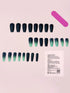 SHEIN 24pcs Mid-Length Gradient White To Blue Toenail/Fingernail Artificial Nails