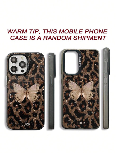 غطاء واقٍ من SHEIN بنقشة جلد النمر وفراشة مرسومة