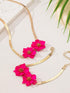 SHEIN 2pcs/Set Magenta Flower Bracelet & Necklace Jewelry Set, Elegant Style For Office & Daily, Versatile