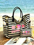 SHEIN 1/2pcs Striped Tote Bag And Makeup Bag Set, Printed With "Summer" Pattern, Suitable For Vacation, Travel, Commute, Shopping, Gift For Family And Friends