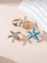 SHEIN Beach Holiday Style Shiny Rhinestone & Pearl Seashell Open Ring
