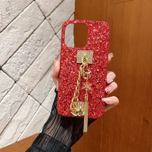 SHEIN Phone Charm Rhinestone Decor Phone Case With Hand Strap