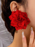 SHEIN Elegant Floral Fabric Pendant Boho Style Earrings