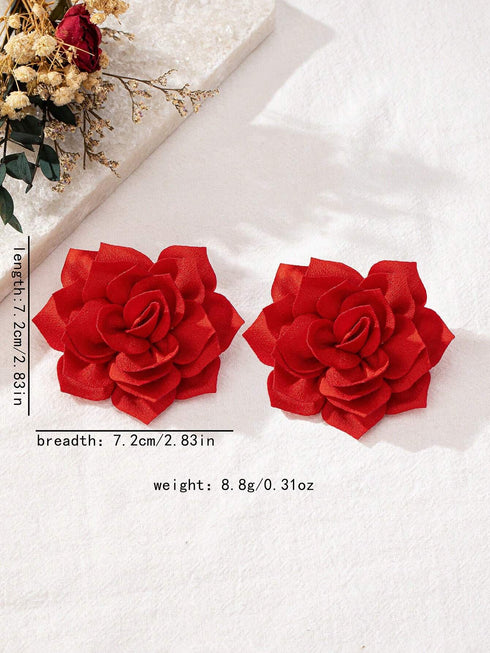 SHEIN Elegant Floral Fabric Pendant Boho Style Earrings