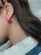 SHEIN Elegant Rhinestone Embellished Red Ball Design Pendant Earrings