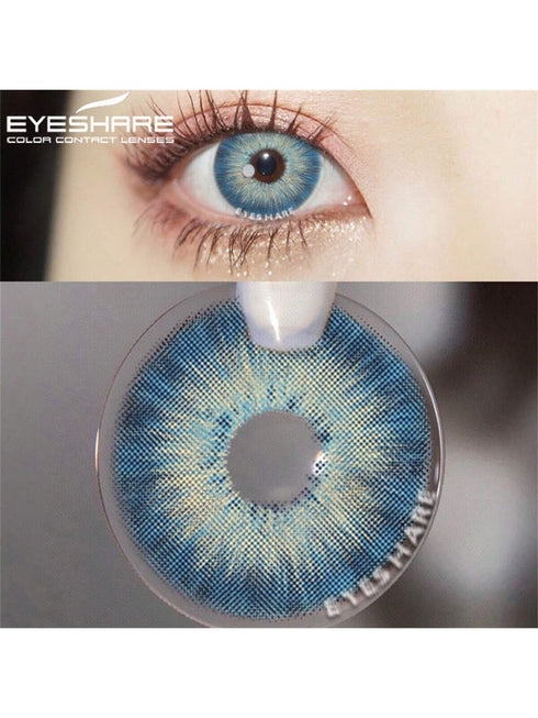 SHEIN 1 Pair Natural Color Lens Eyes Color Cosmetic Contact Lens Blue Green
