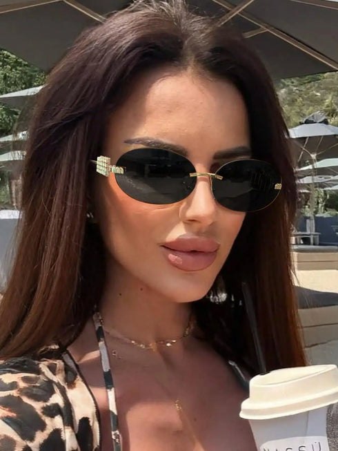 SHEIN 1 Pair Oval Frameless Vintage Fashion Fashion Glasses