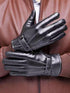 SHEIN Solid Color Casual Elegant PU Leather Men's Full Finger Touchscreen Gloves