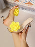 SHEIN 1 Pair Transparent Floral High Heel Sandals, Square Toe Slip-On, Summer Fashion Casual & Holiday Wear For Teenagers