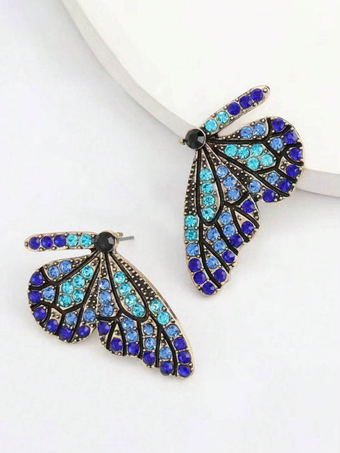 SHEIN 1 Pair Vintage Rhinestone Butterfly & Gem Earrings Jewelry