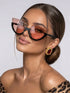 SHEIN زوج واحد نظارة بإطار كبير نصف إطار عين القط أنيقة ريترو للنساء