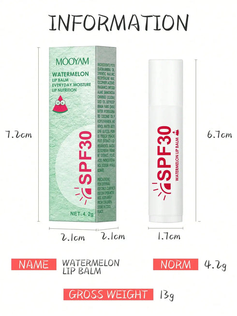 SHEIN 1pc Anti-Crack Watermelon Lip Balm