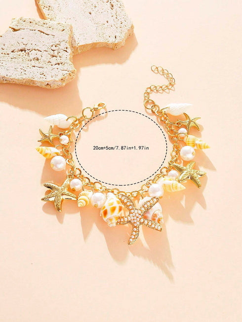 SHEIN Fashionable Niche Ocean Style Starfish Pendant Anklet