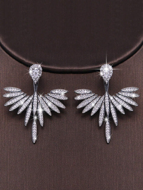 1pair Elegant Marquise Shape Cubic Zirconia Decor Dangle Earrings For Women