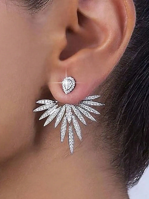 1pair Elegant Marquise Shape Cubic Zirconia Decor Dangle Earrings For Women