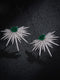 1pair Green Cubic Zirconia Marquise Stud Earrings For Women