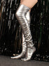 SHEIN Silver Reflective Shiny Patent Leather Over Knee Socks