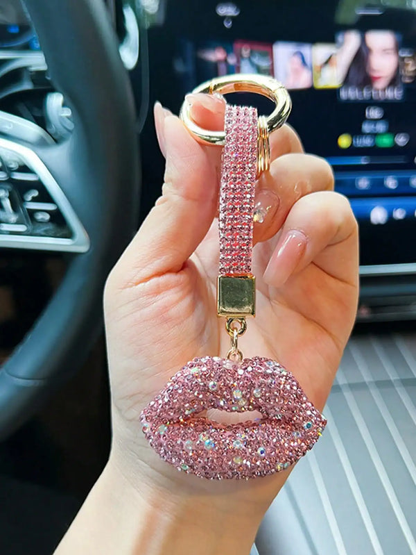 1pc Cute Lips Shaped Zinc Alloy Keychain, Key Decor & Bag Charm Valentines Car Accessories School Goth Y2k
