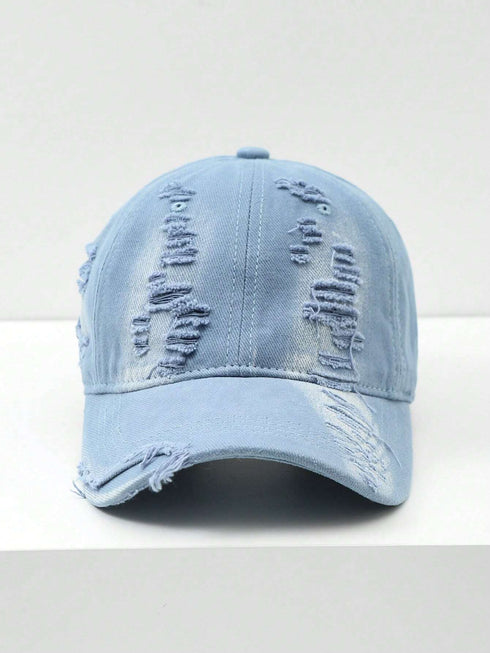 1pc Fashionable Distressed Edges Brim Personalized Soft-Top Baseball Cap