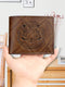 SHEIN 1pc Men's Lion 3D Embossed Pattern Wallet, Vintage PU Leather Wallet (Dark Brown)