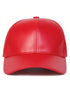 1pc Men's Solid Color PU Leather Adjustable Baseball Cap