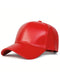 1pc Men's Solid Color PU Leather Adjustable Baseball Cap